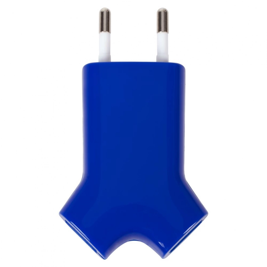 Сетевое зарядное устройство Uniscend Double USB, синее фото 3