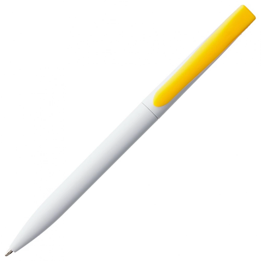 Ручка шариковая Pin, белая с желтым фото 1