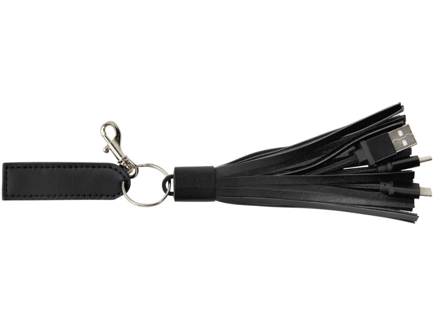 Тканевый кабель для зарядки Tassel 3-в-1, черный фото 3