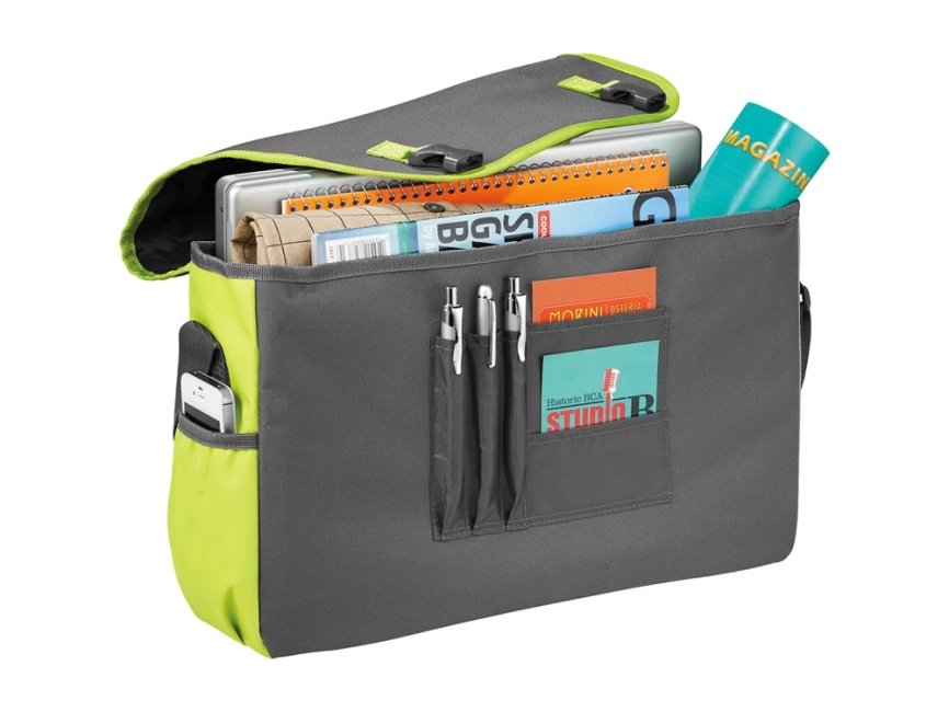 Сумка Punch для ноутбука 15,6, серый/зеленый фото 4