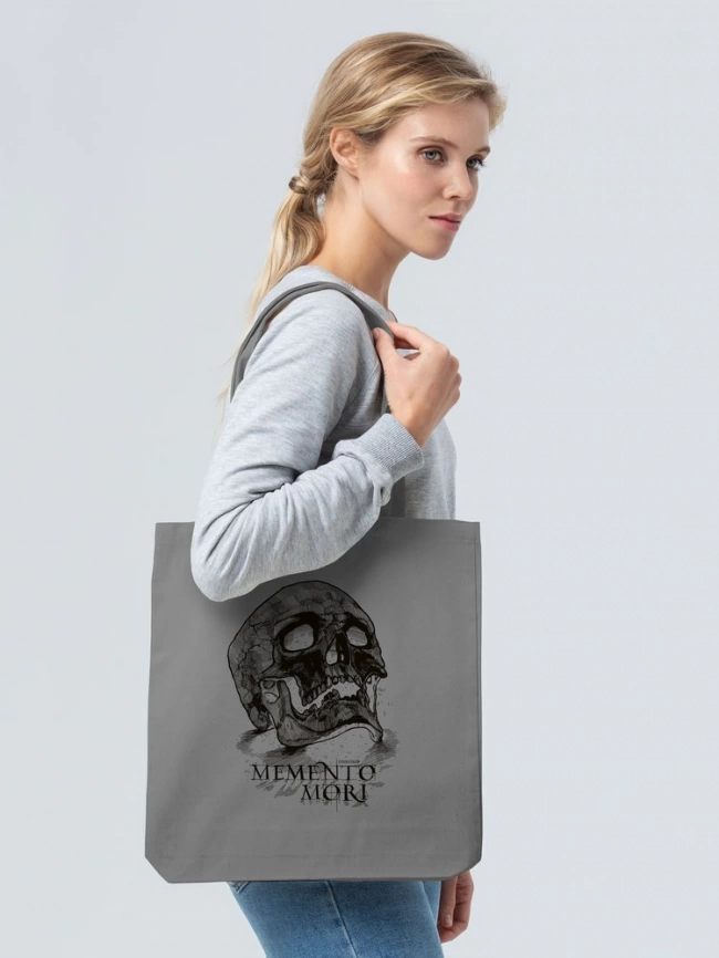 Холщовая сумка Memento Mori, серая фото 3