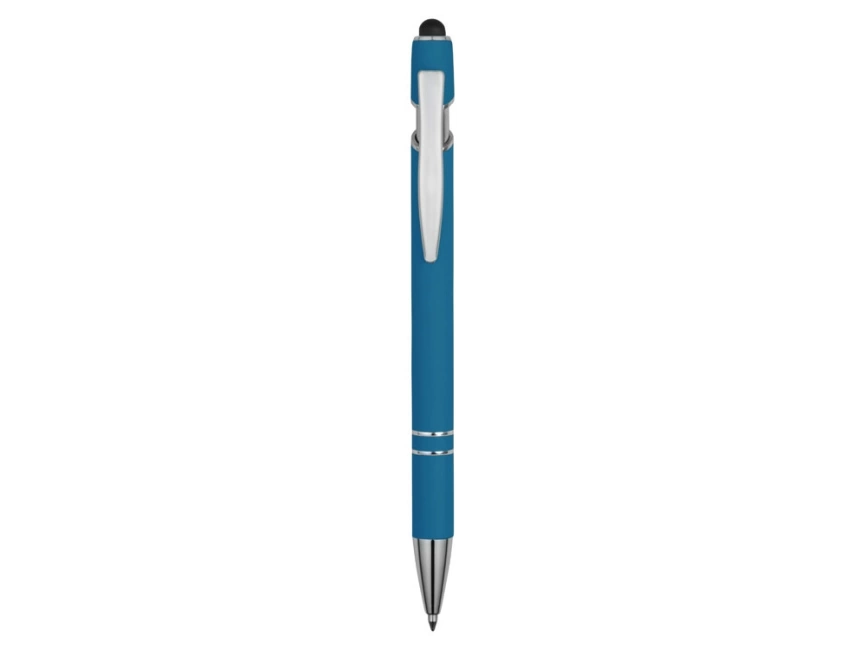 Ручка металлическая soft-touch шариковая со стилусом Sway, синий/серебристый фото 2