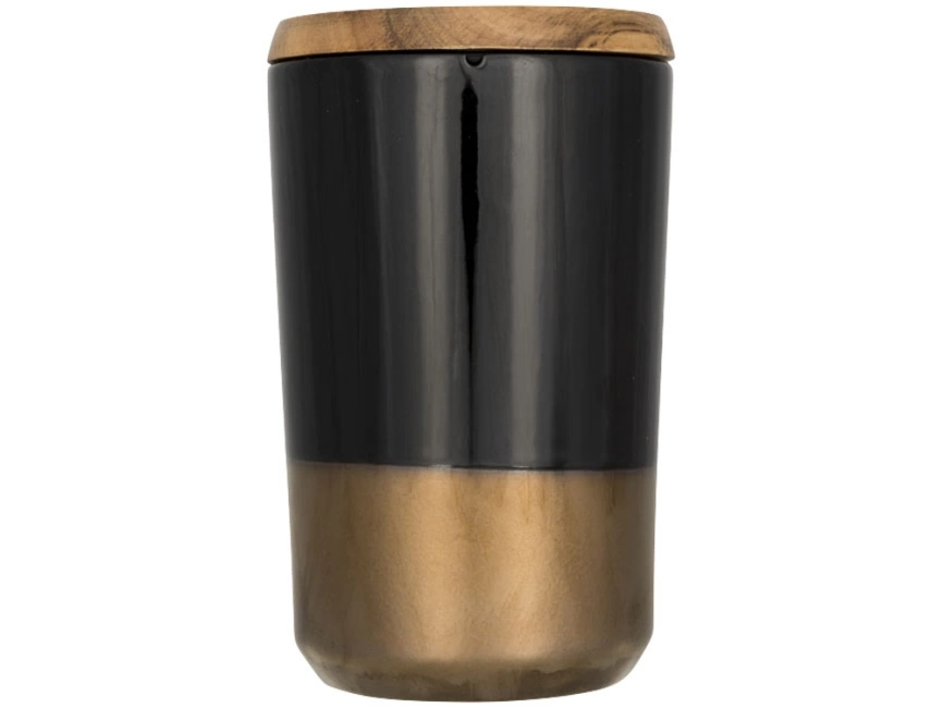 Керамическая кружка Tahoe для чая и кофе с деревянной крышкой, черный фото 5