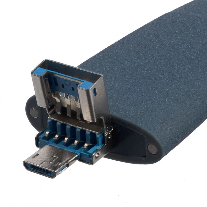 Флешка Pebble Universal, USB 3.0, серо-синяя, 32 Гб фото 2