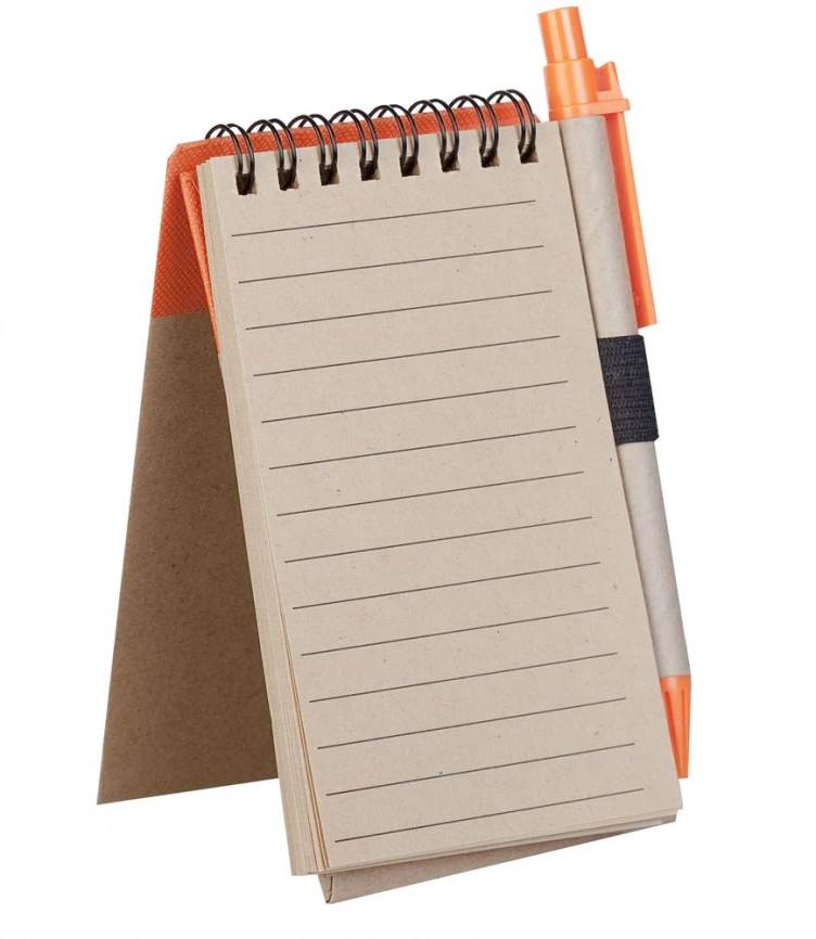 Блокнот на кольцах Eco Note с ручкой, оранжевый фото 3