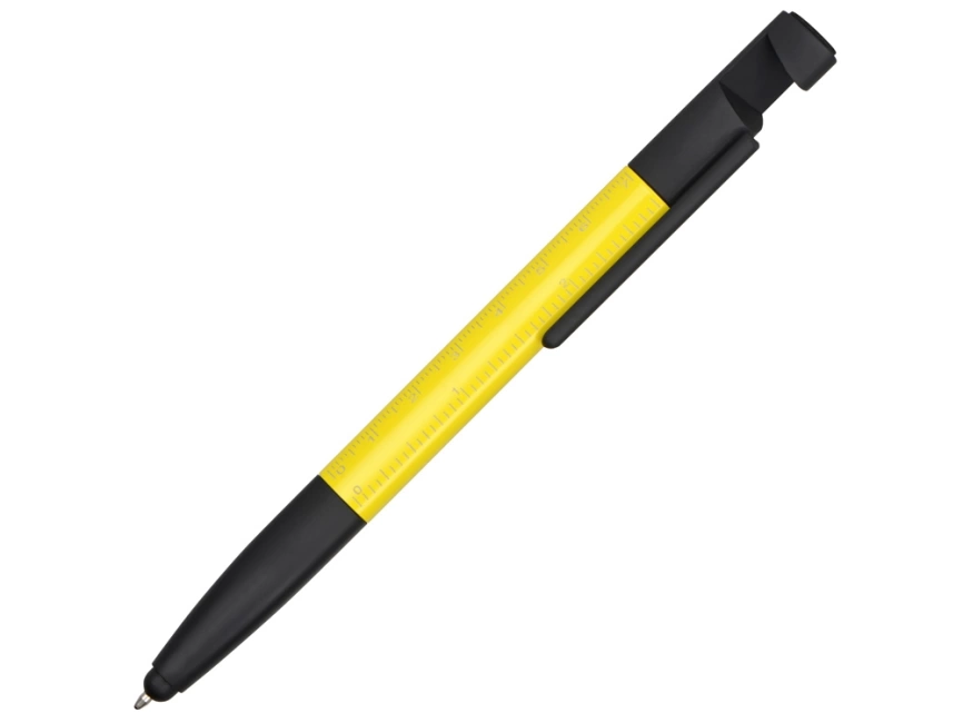 Ручка-стилус металлическая шариковая многофункциональная (6 функций) Multy, желтый фото 1