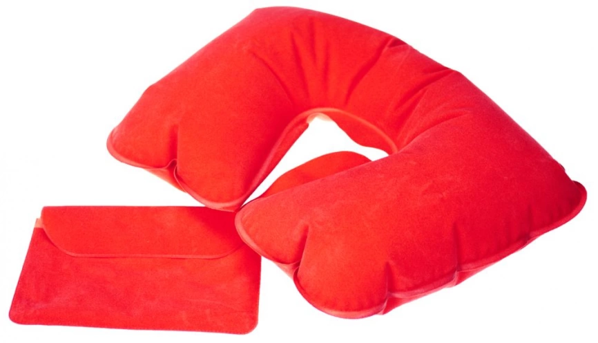 Надувная подушка под шею в чехле Sleep, красная фото 1