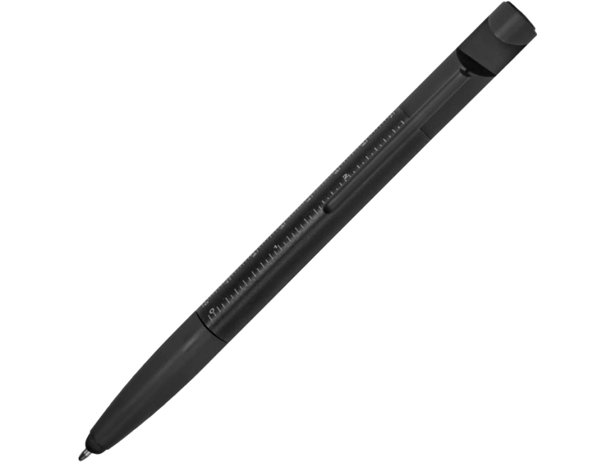 Ручка-стилус металлическая шариковая многофункциональная (6 функций) Multy, черный фото 2