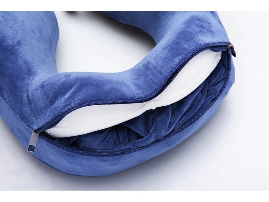 Подушка для путешествий с эффектом памяти, с капюшоном Hooded Tranquility Pillow, синий фото 7