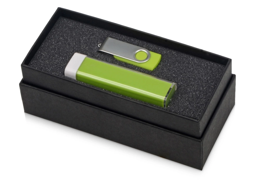 Подарочный набор Flashbank с флешкой и зарядным устройством, зеленый фото 2