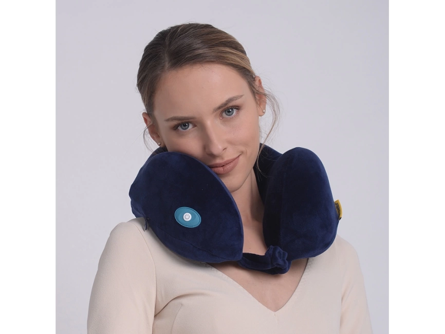 Подушка для путешествий со встроенным массажером Massage Tranquility Pillow, синий фото 9