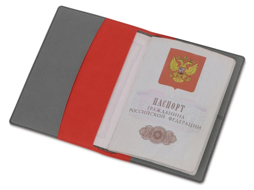 Обложка для паспорта с RFID защитой отделений для пластиковых карт Favor, красная/серая фото 2
