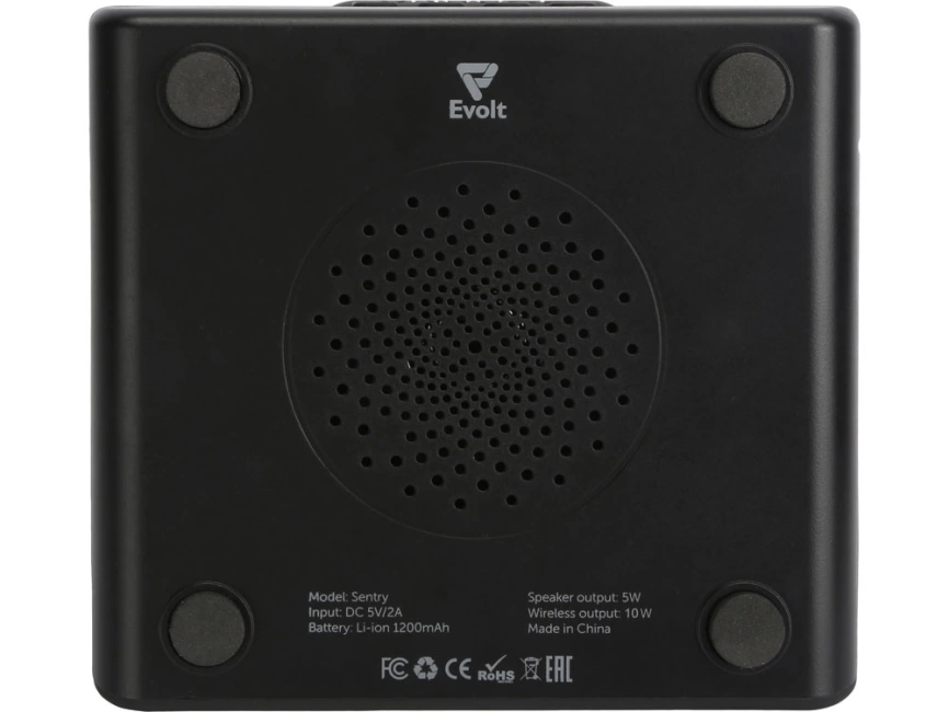 Беспроводная колонка с часами и функцией беспроводной зарядки Sentry, черный фото 9