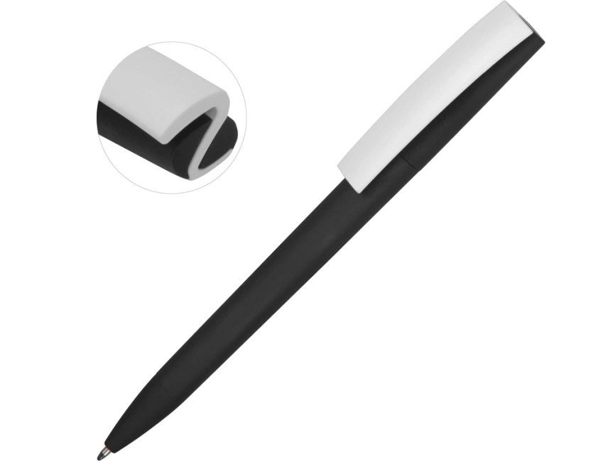 Ручка пластиковая soft-touch шариковая Zorro, черный/белый фото 1