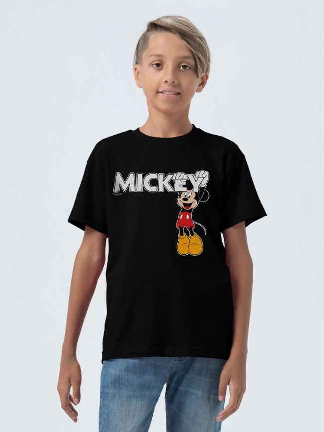 Футболка детская Mickey, черная, на рост 142-152 см (12 лет) фото 1
