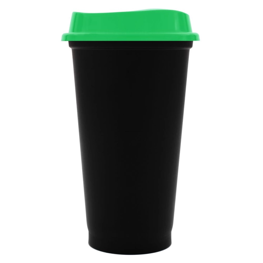 Стакан с крышкой Color Cap Black, черный с зеленым фото 1