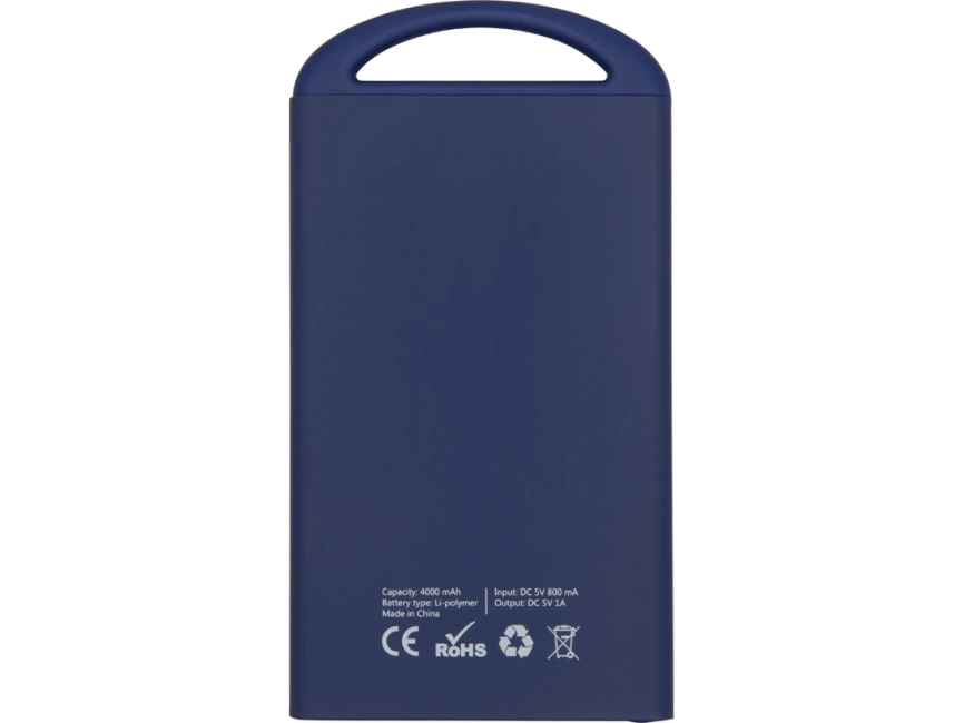 Портативное зарядное устройство Shine с зеркальной гравировкой, 4000 mAh, темно-синий фото 4