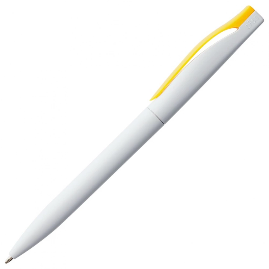 Ручка шариковая Pin, белая с желтым фото 3