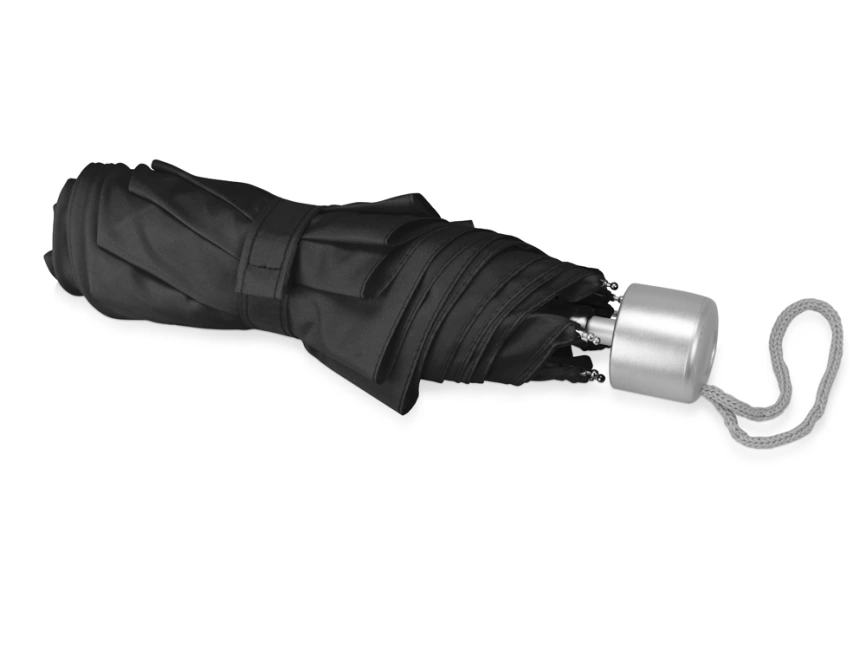 Зонт складной Tempe, механический, 3 сложения, с чехлом, черный фото 4