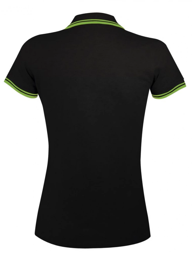 Рубашка поло женская Pasadena Women 200 с контрастной отделкой, черный/зеленый, размер L фото 2