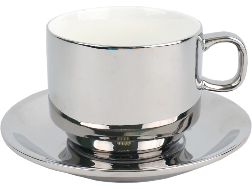 Серебряная чайная пара: чашка на 250 мл с блюдцем фото 1