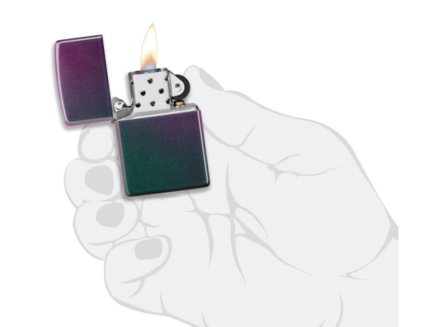 Зажигалка ZIPPO Classic с покрытием Iridescent, латунь/сталь, фиолетовая, матовая, 38x13x57 мм фото 5