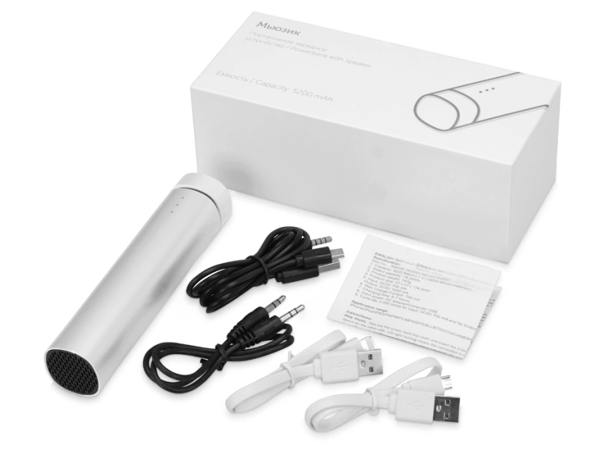 Портативное зарядное устройство Мьюзик, 5200 mAh, серебристый фото 11