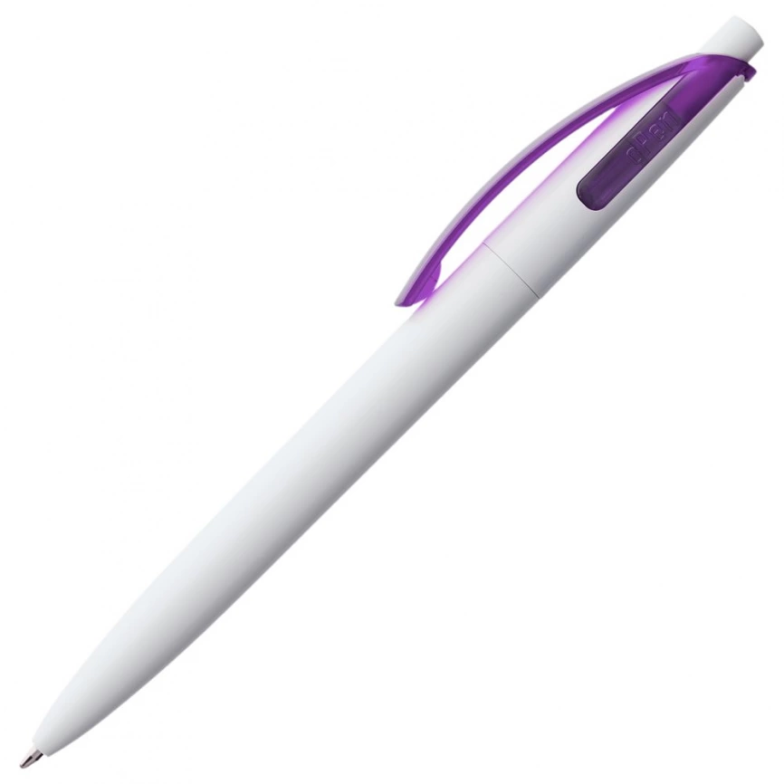 Ручка шариковая Bento, белая с фиолетовым фото 3