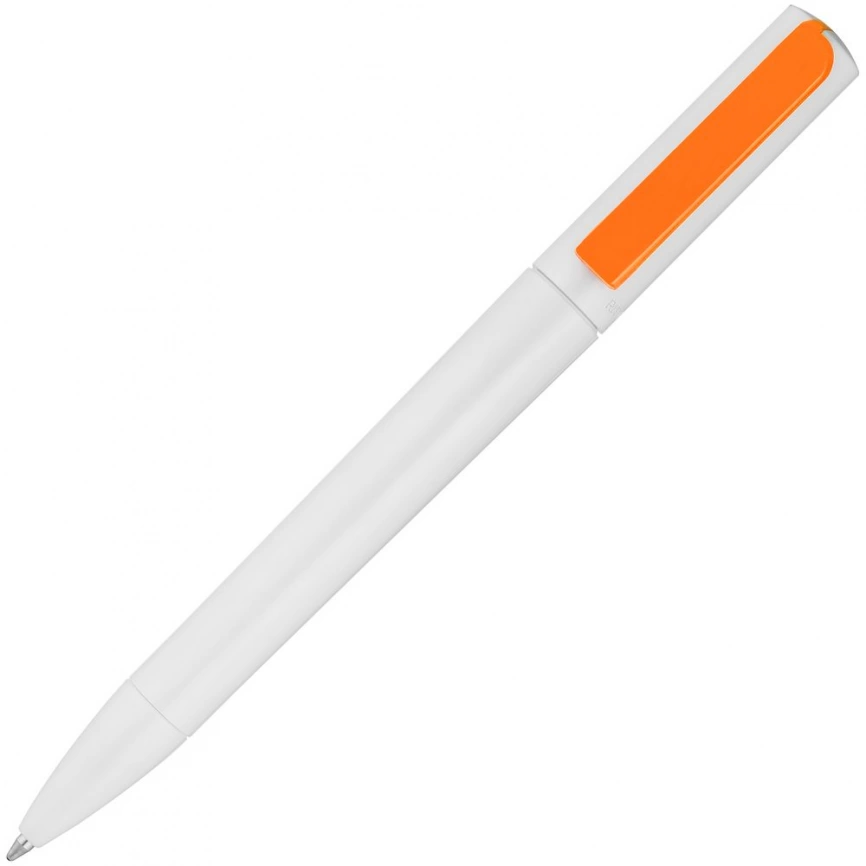 Ручка шариковая Split White Neon, белая с оранжевым фото 2