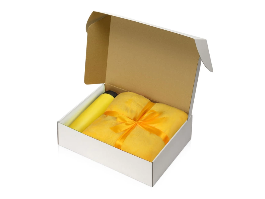 Подарочный набор с пледом, термокружкой Dreamy hygge, желтый фото 2