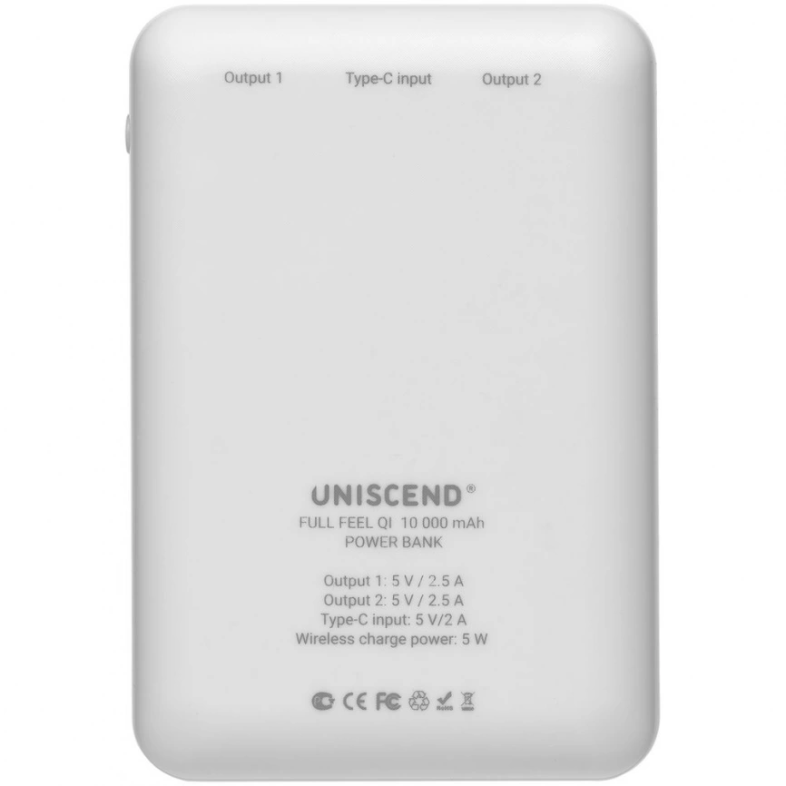 Аккумулятор с беспроводной зарядкой Full Feel Qi 10000 мАч, белый фото 3