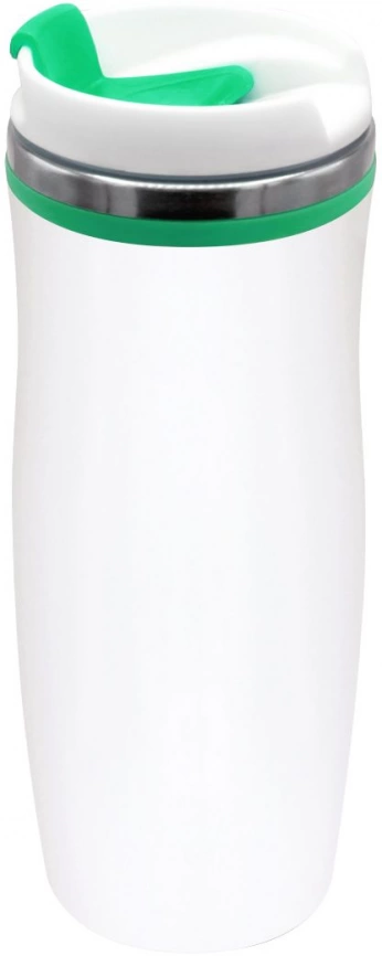 Термокружка Latte 420 мл, белая с зелёным фото 1
