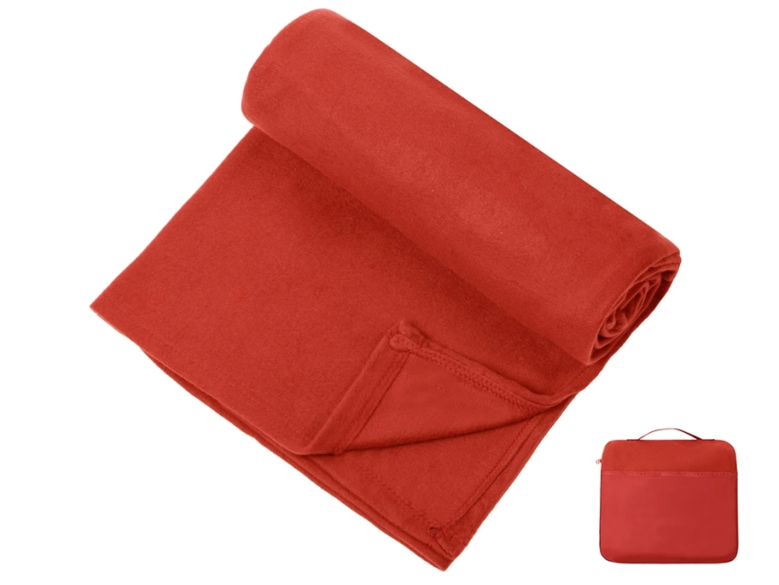 Плед для путешествий Flight в чехле с ручкой и карманом, красный фото 1