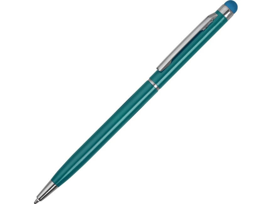 Ручка-стилус металлическая шариковая Jucy, бирюзовый фото 1
