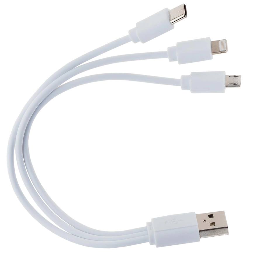 Кабель USB 3 в 1 (Micro, Type-C, Lightning) , белый фото 1