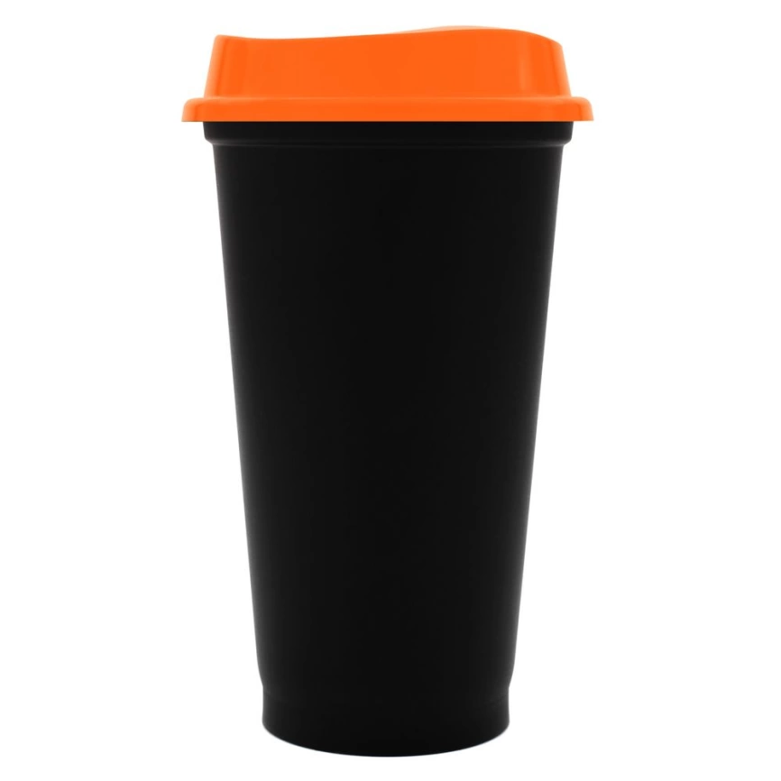 Стакан с крышкой Color Cap Black, черный с оранжевым фото 1