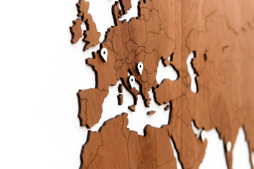 Деревянная карта мира World Map Wall Decoration Exclusive, красное дерево фото 3