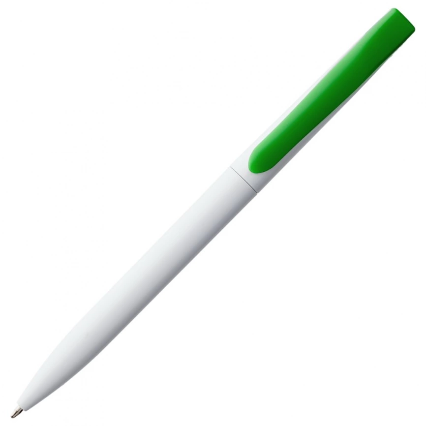 Ручка шариковая Pin, белая с зеленым фото 3