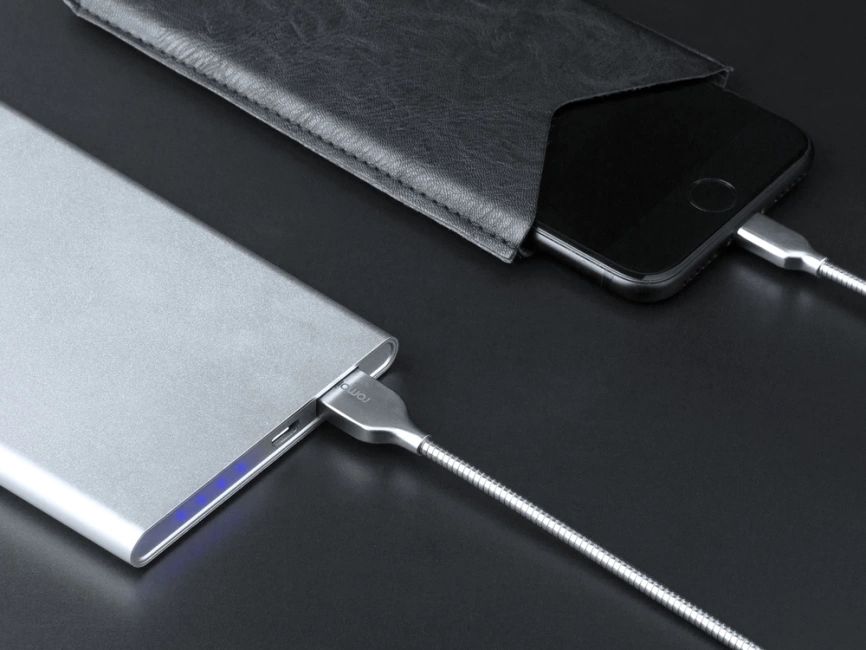 Внешний аккумулятор Rombica NEO AX70L, 7 000 мАч, алюминий, серебристый, чехол фото 6