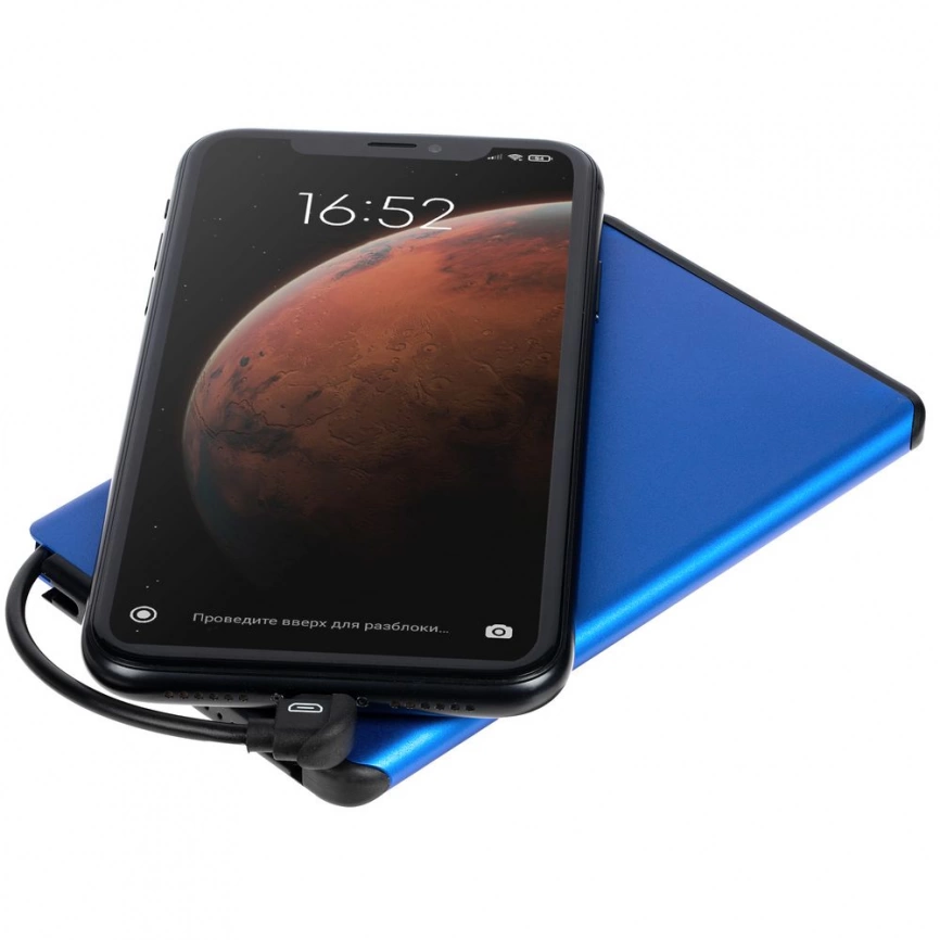 Металлический аккумулятор Double Reel 5000 мАч, синий фото 6