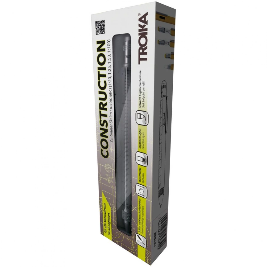 Ручка шариковая Construction, мультиинструмент, серебристая фото 7