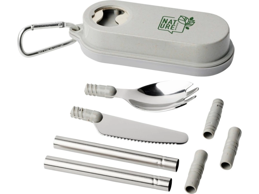 Столовый прибор Giles из пшеничной соломы с открывалкой для бутылок, серый фото 6