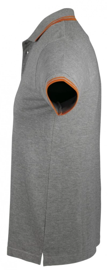 Рубашка поло мужская Pasadena Men 200 с контрастной отделкой, серый меланж/оранжевый, размер M фото 3