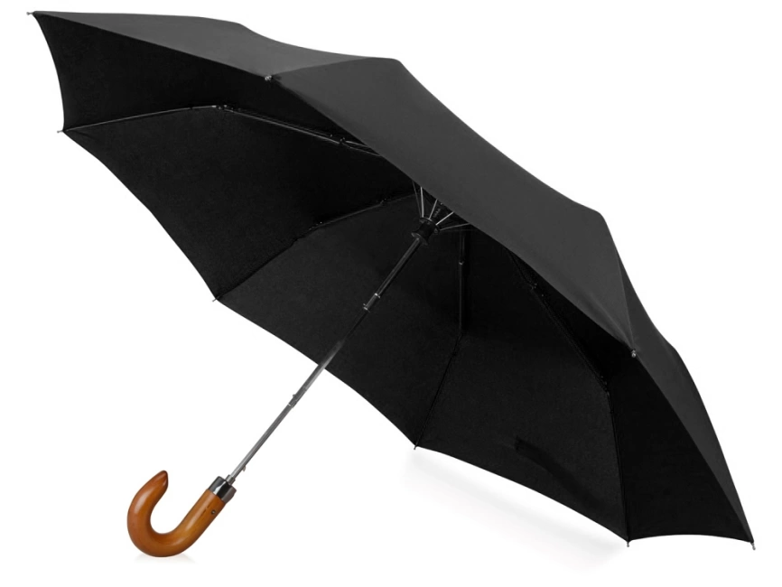Зонт складной Cary, полуавтоматический, 3 сложения, с чехлом, черный фото 1