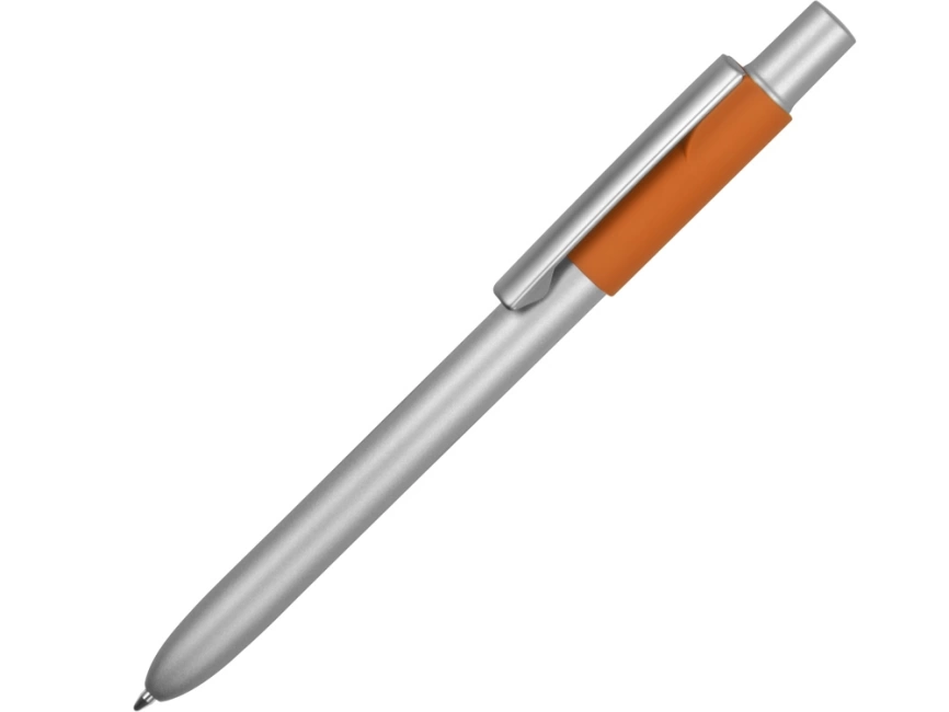 Ручка металлическая шариковая Bobble с силиконовой вставкой, серый/оранжевый фото 1