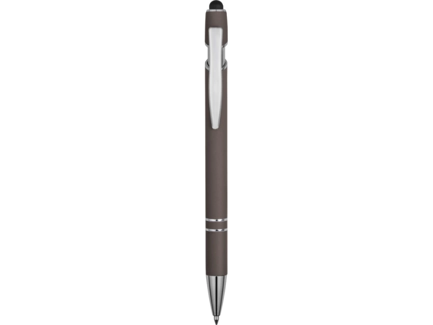 Ручка металлическая soft-touch шариковая со стилусом Sway, серый/серебристый фото 2