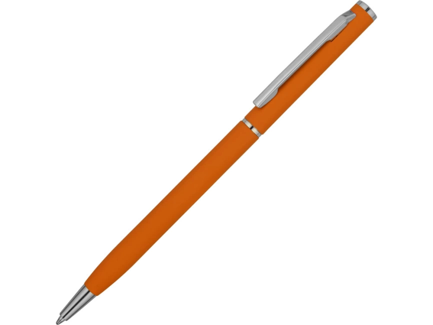 Ручка металлическая шариковая Атриум с покрытием софт-тач, оранжевый фото 1
