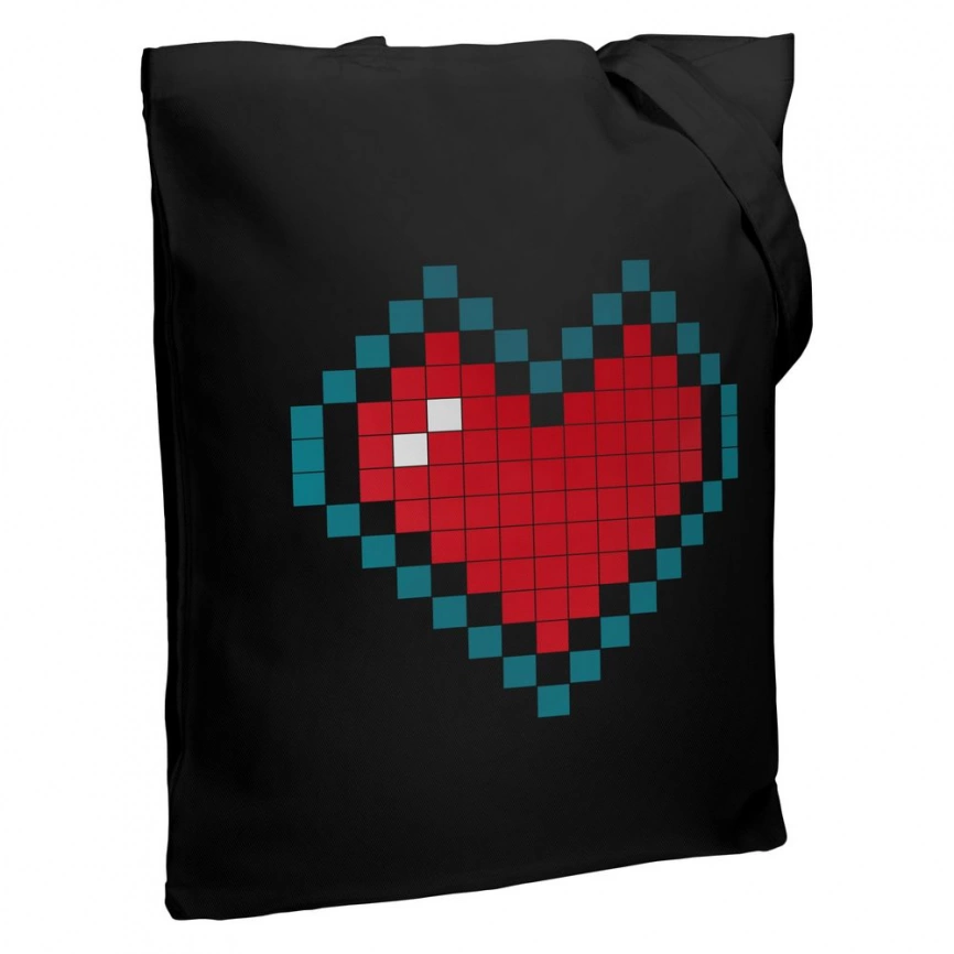 Холщовая сумка Pixel Heart, черная фото 1