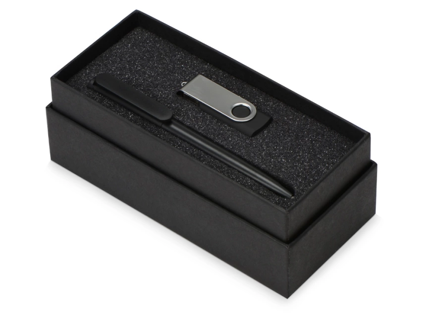 Подарочный набор Qumbo с ручкой и флешкой, черный фото 2