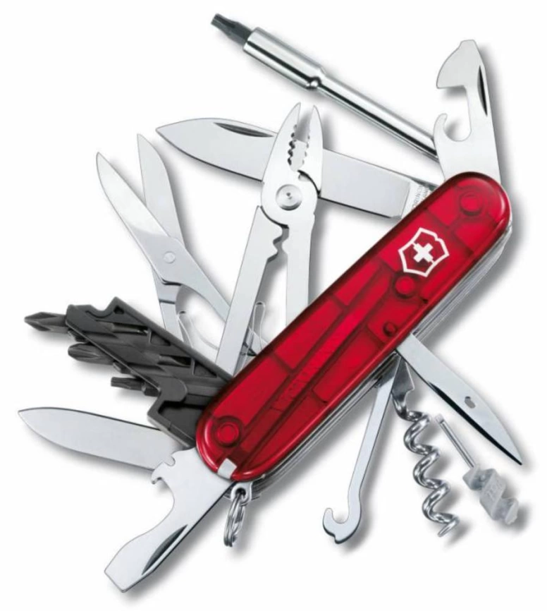 Офицерский нож CyberTool L, прозрачный красный фото 3